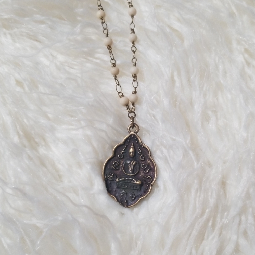 Buddha Pendant and Glass Bead Artisanal Handmade